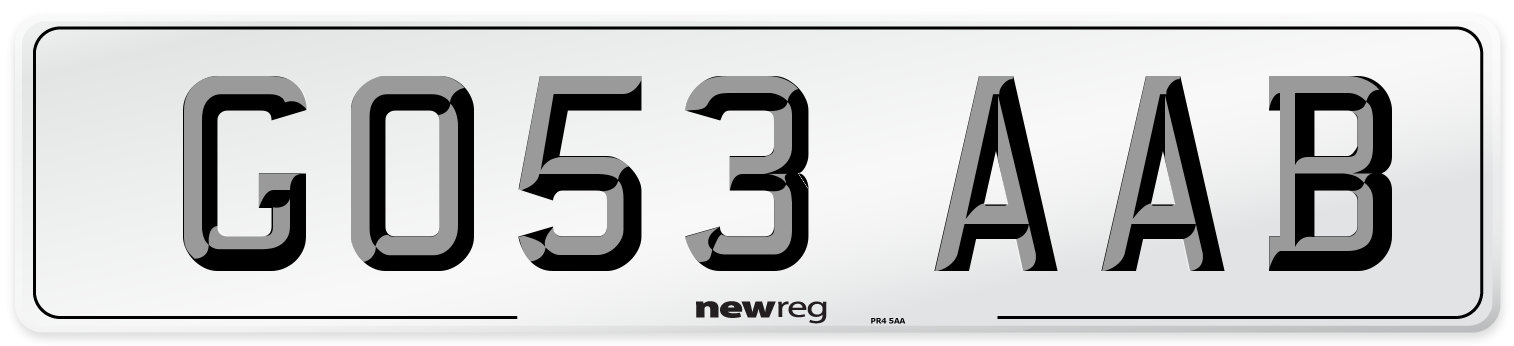 GO53 AAB Number Plate from New Reg